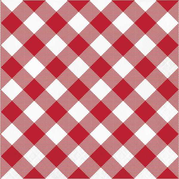 Creative Converting Red and White Gingham Napkins, 6.5", 192PK 349597
